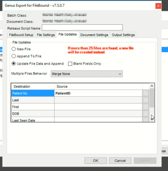 Filebound Versions FileBound Export Connector Error: FieldType is not